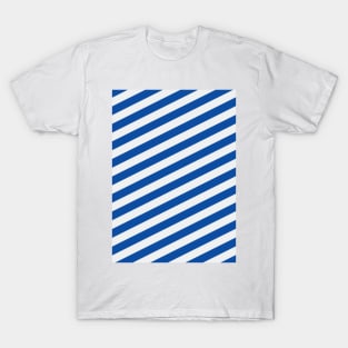 Leeds United Blue and White Angled Stripes T-Shirt